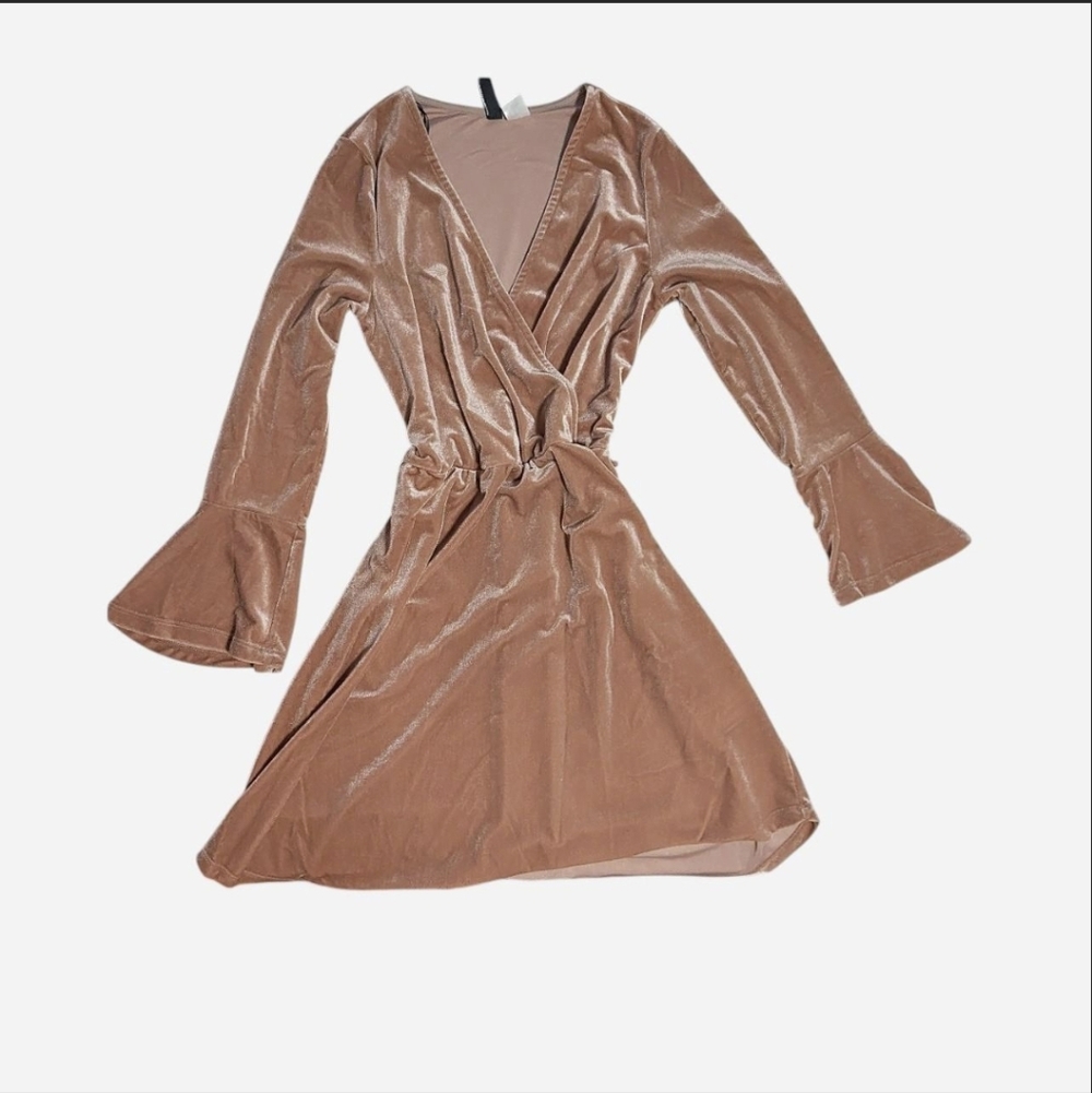 Velvet Mini Dress, Bell Sleeves
